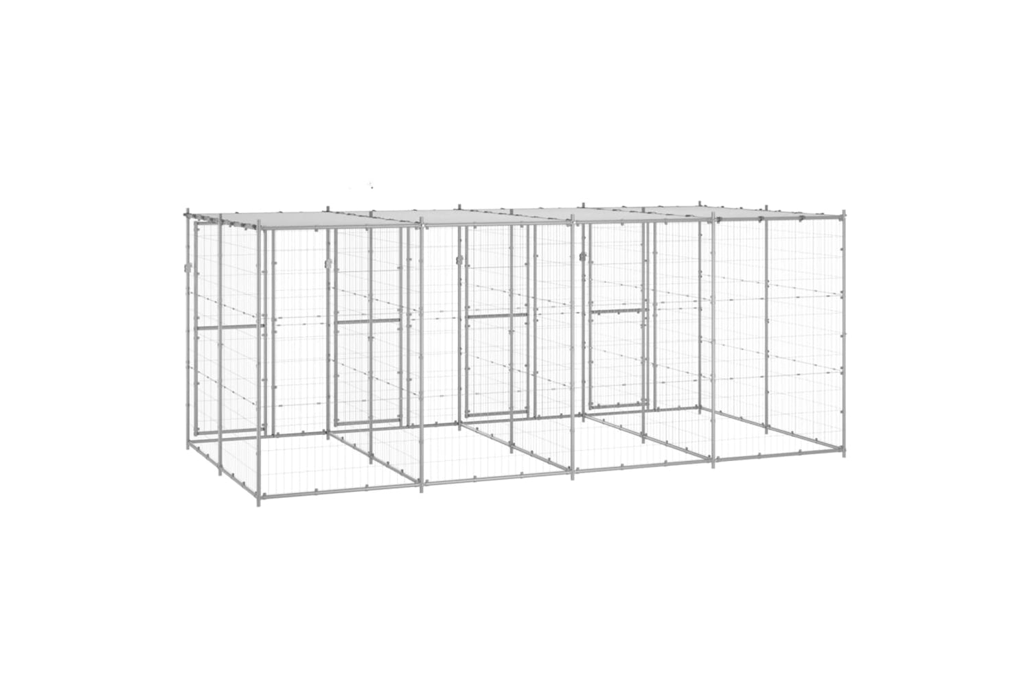 Vidaxl 3082273 Outdoor Dog Kennel Galvanised Steel With Roof 9.68 M2-4