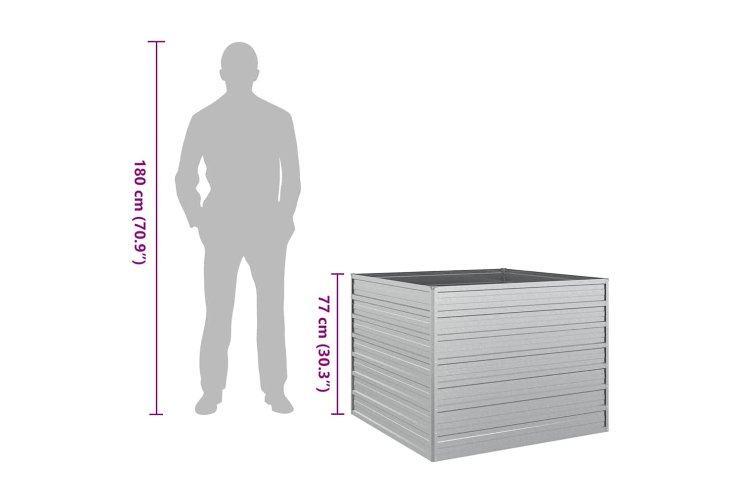 Vidaxl Garden Raised Bed 100x100x77 Cm Galvanized Steel Silver-6