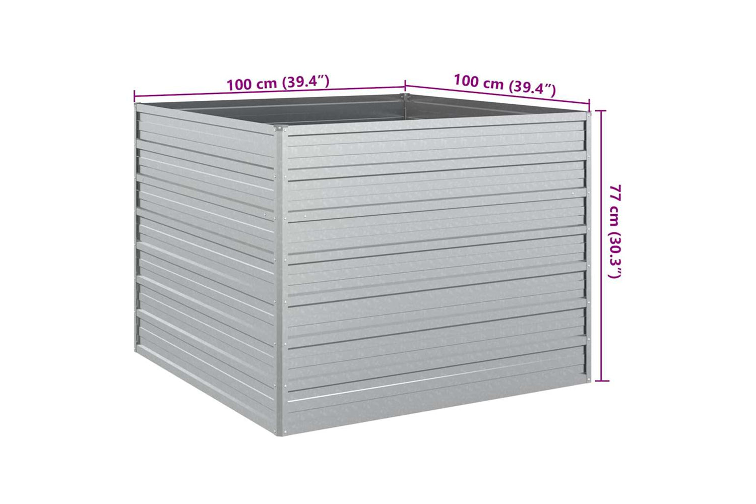 Vidaxl Garden Raised Bed 100x100x77 Cm Galvanized Steel Silver-5