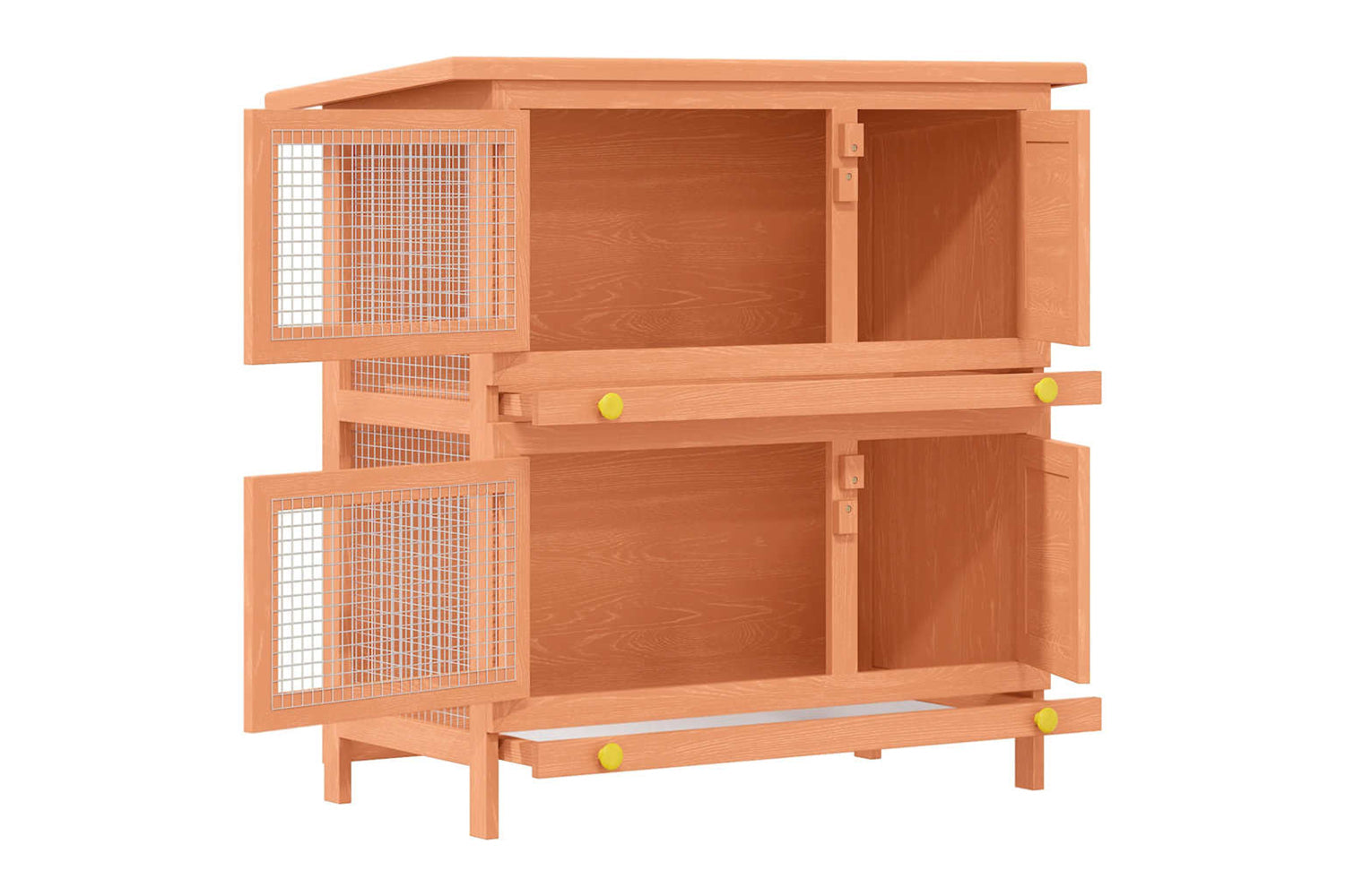 Vidaxl 170159 Outdoor Rabbit Hutch Small Animal House Pet Cage 4 Doors Wood-3