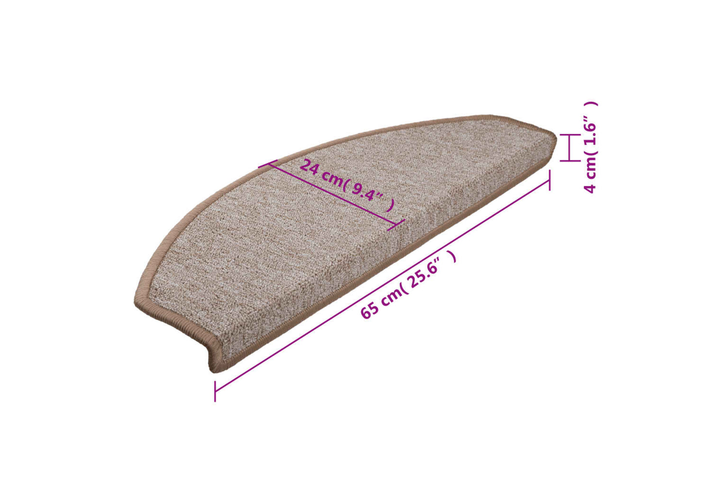 vidaXL 133886 Carpet Stair Treads 15 Pcs Light Brown 65x24x4cm-8