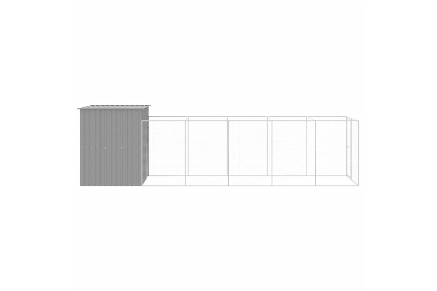 vidaXL 3189105 Dog House With Run Light Grey 165x659x181cm Galvanised Steel-3