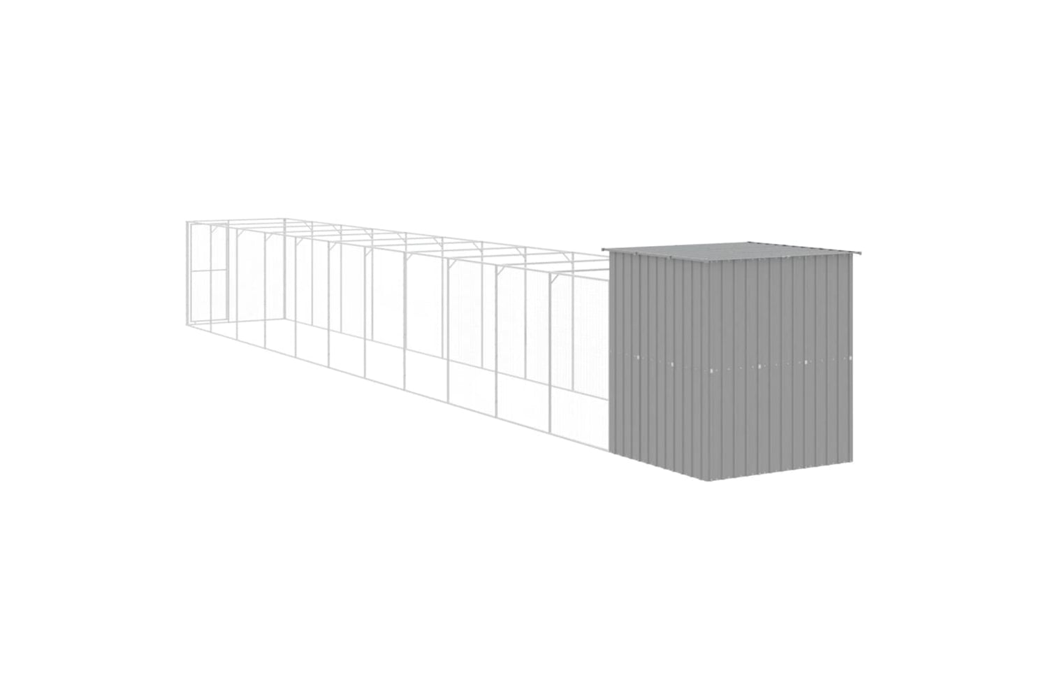 vidaXL 3189108 Dog House With Run Light Grey 165x1271x181cm Galvanised Steel-4