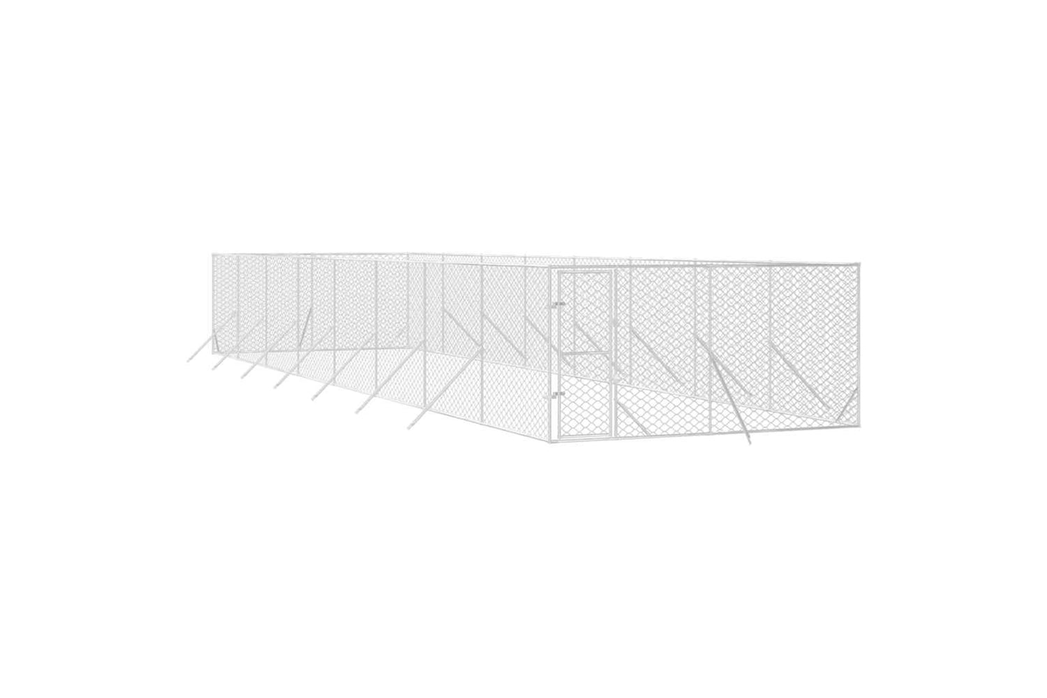 Vidaxl 3190458 Outdoor Dog Kennel Silver 4x16x2 M Galvanised Steel-2