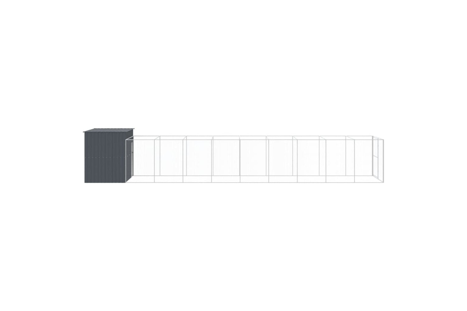 vidaXL 3189123 Dog House With Run Anthracite 214x1069x181cm Galvanised Steel-3