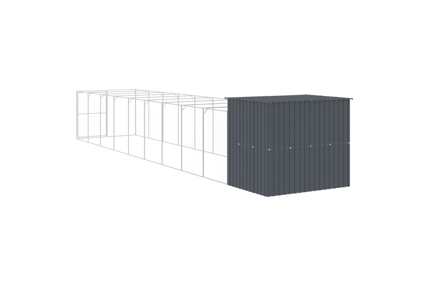 vidaXL 3189123 Dog House With Run Anthracite 214x1069x181cm Galvanised Steel-4