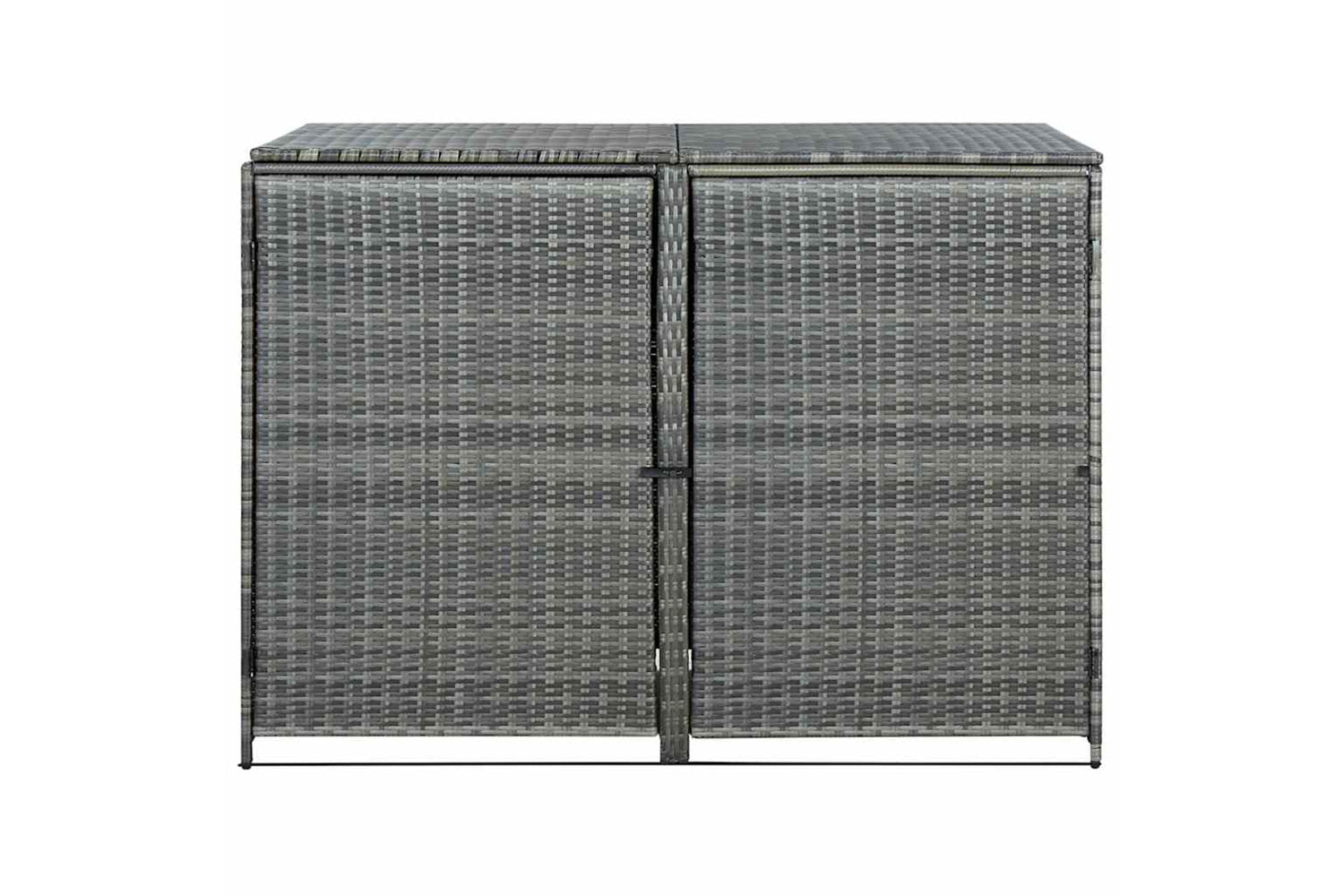 vidaXL 46463 Double Wheelie Bin Shed Poly Rattan Anthracite 148x77x111cm-3