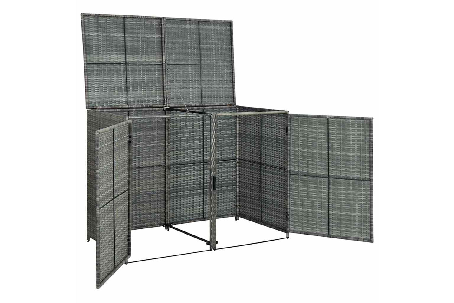 vidaXL 46463 Double Wheelie Bin Shed Poly Rattan Anthracite 148x77x111cm-5