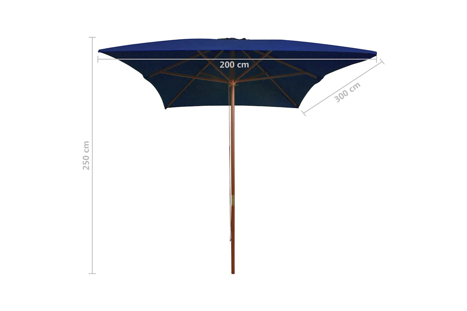 vidaXL 313761 Outdoor Parasol With Wooden Pole Blue 200x300cm-6