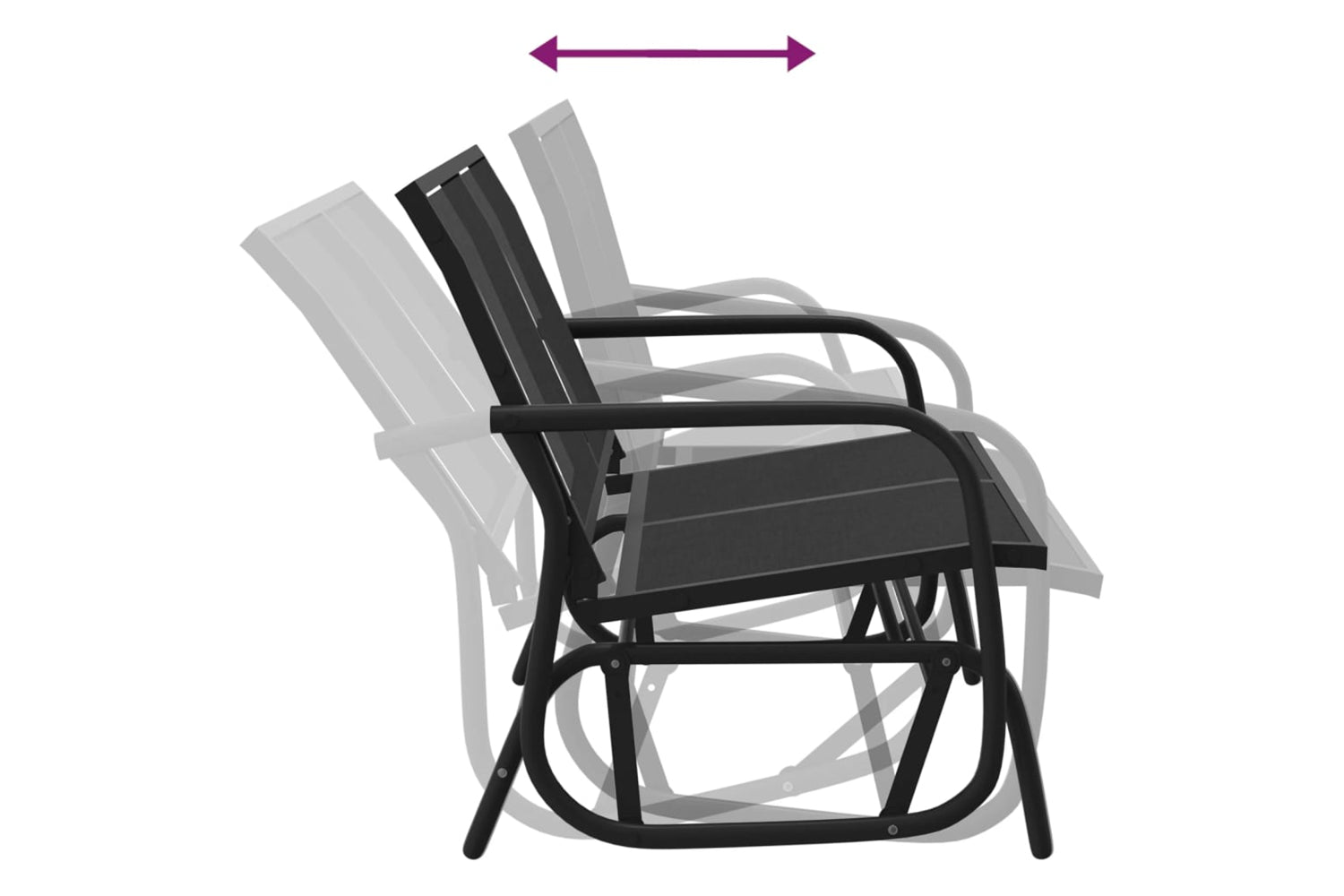 vidaXL 362708 Garden Glider Bench Black 120.5x76x86.5cm Textilene&steel-4