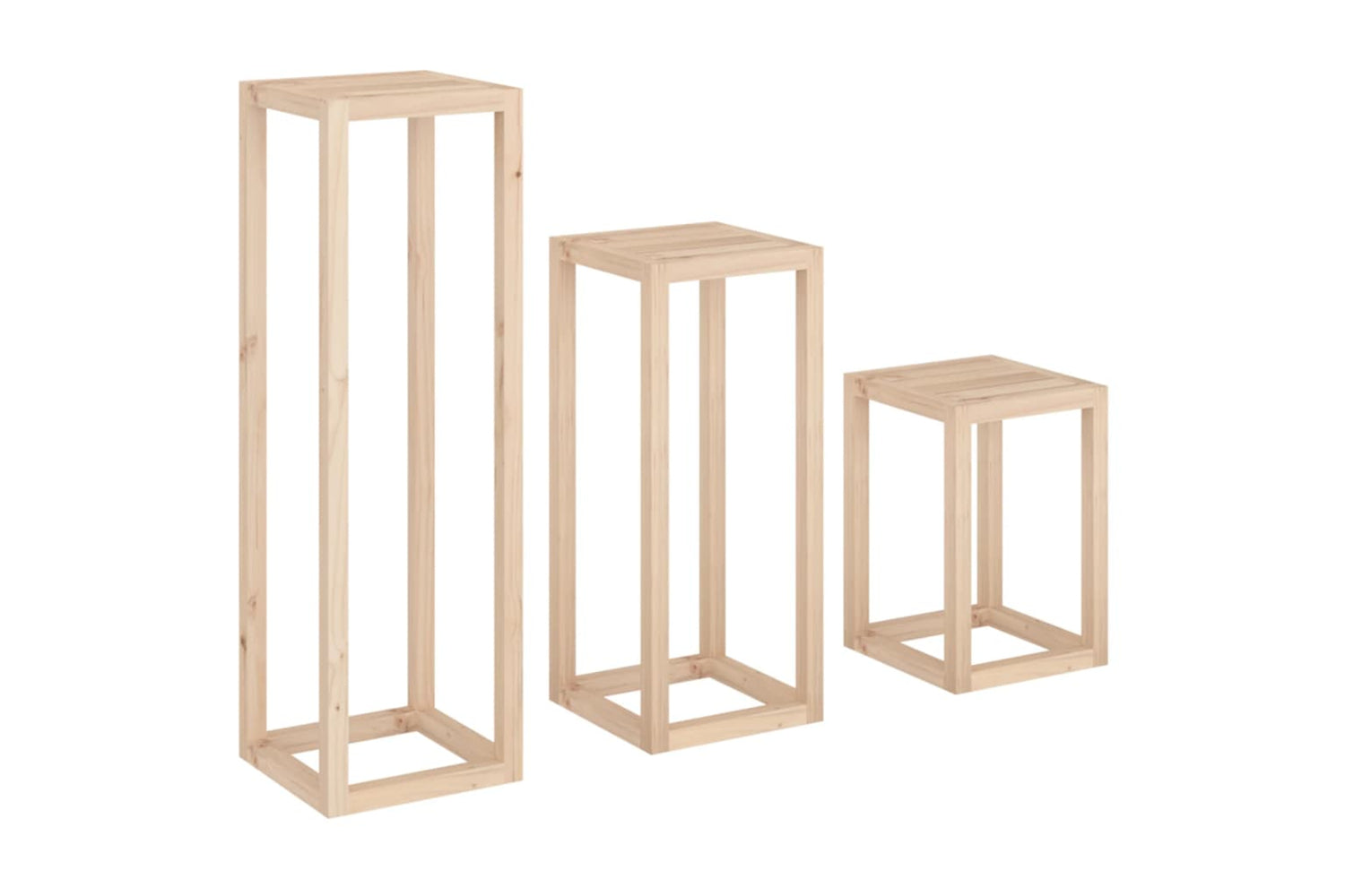Vidaxl 822267 3 Piece Plant Stand Set Solid Wood Pine-4