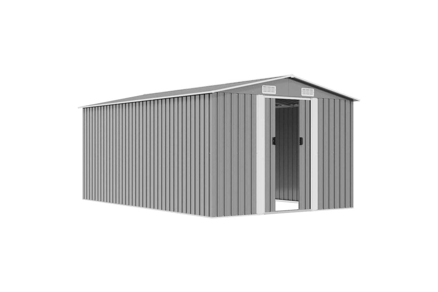 vidaXL 143345 Garden Shed 257x392x181cm Metal Grey-4