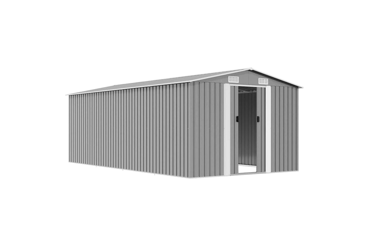 vidaXL 143349 Garden Shed 257x489x181cm Metal Grey-4