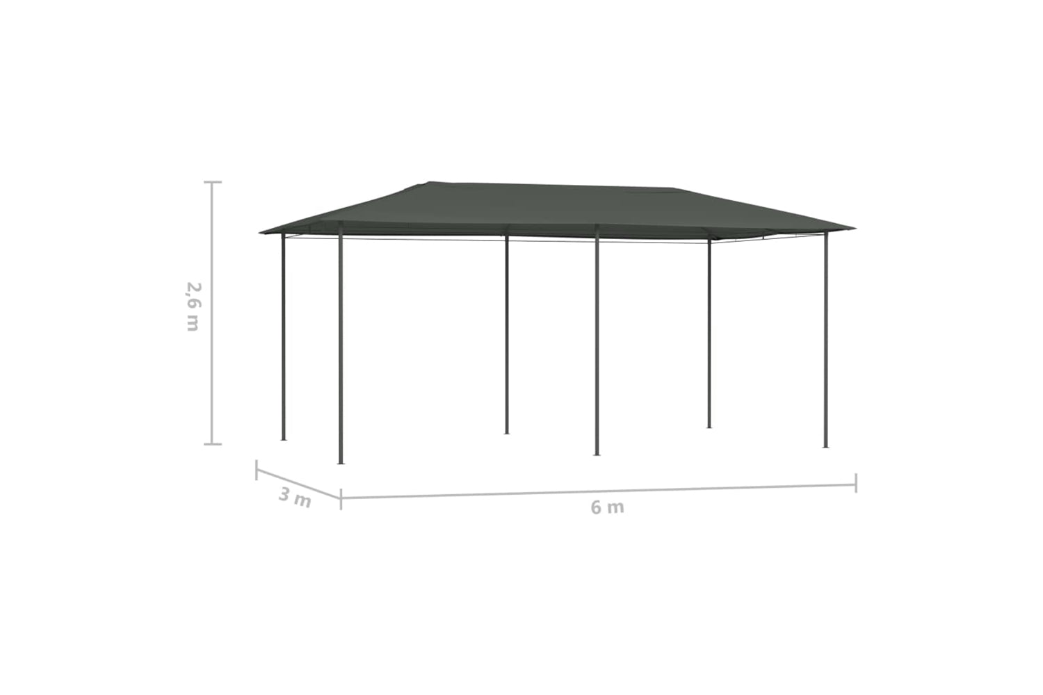 Vidaxl Gazebo 2.98x5.3x2.59 M Anthracite 160 G/mÂ²-4