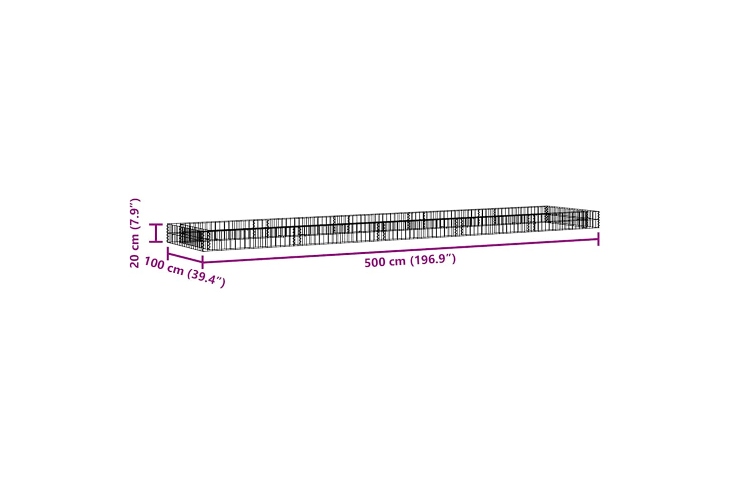 vidaXL 151315 Gabion Raised Bed Galvanised Steel 500x100x20cm-9