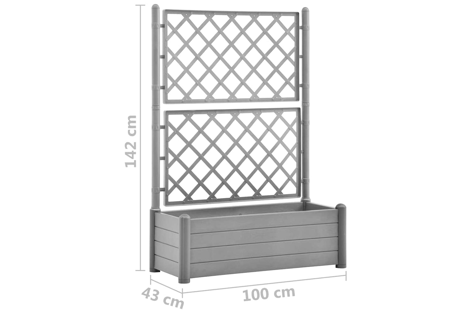 vidaXL 317582 Garden Planter With Trellis 100x43x142cm Pp Stone Grey-7