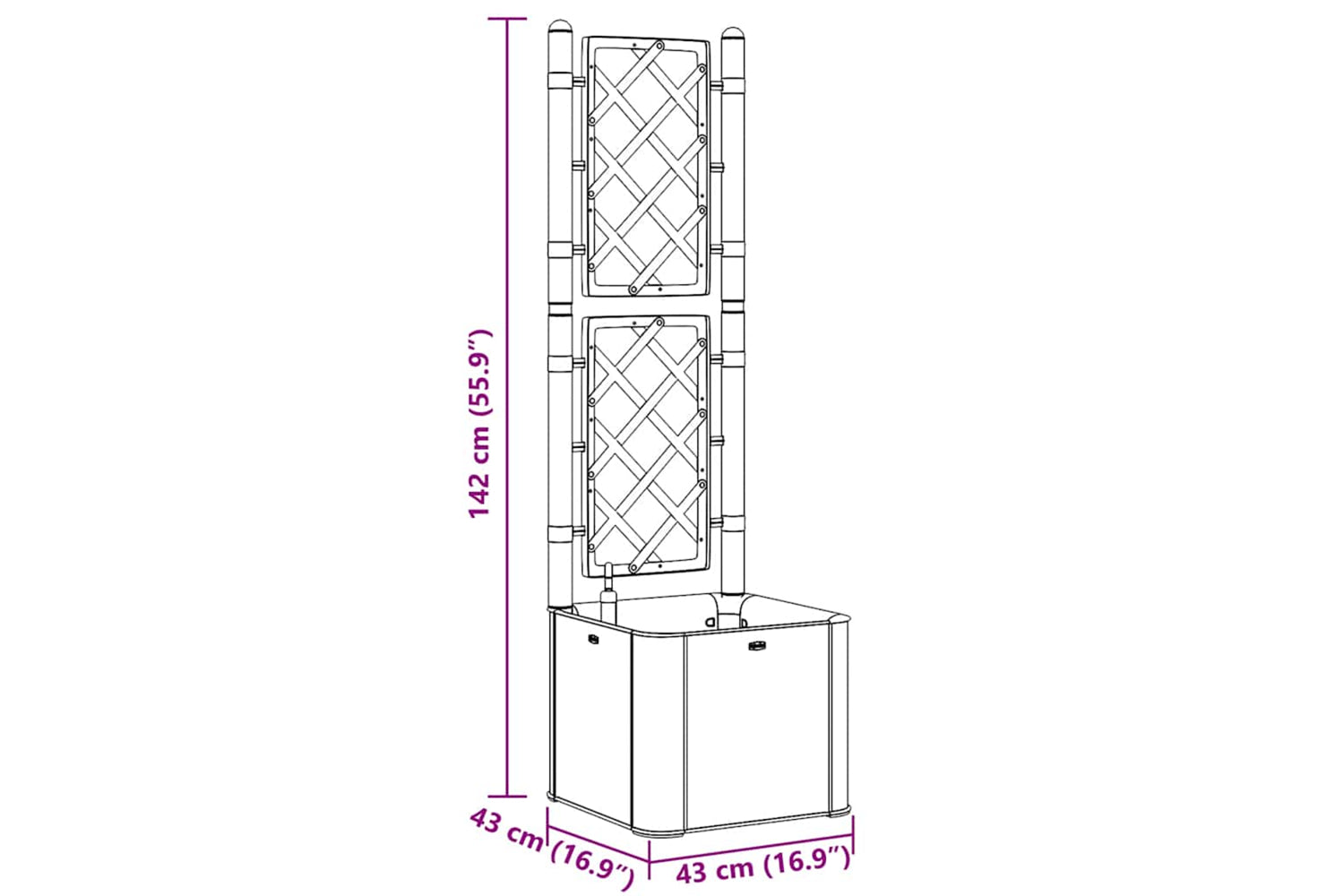 Vidaxl 317577 Garden Raised Bed With Trellis And Self Watering System Grey-7