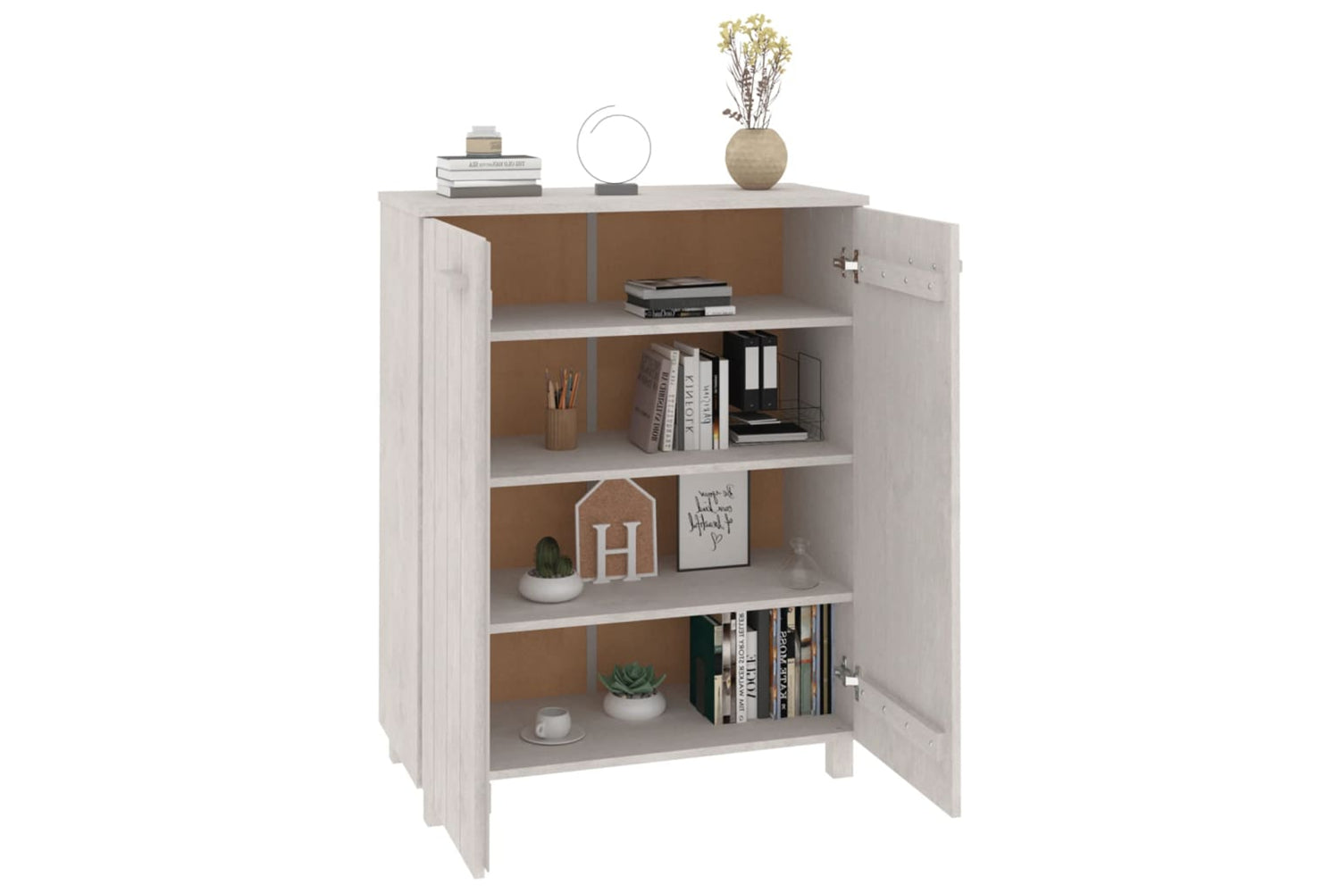 vidaXL Shoe Cabinet Hamar White 85x40x108cm Solid Wood Pine-5