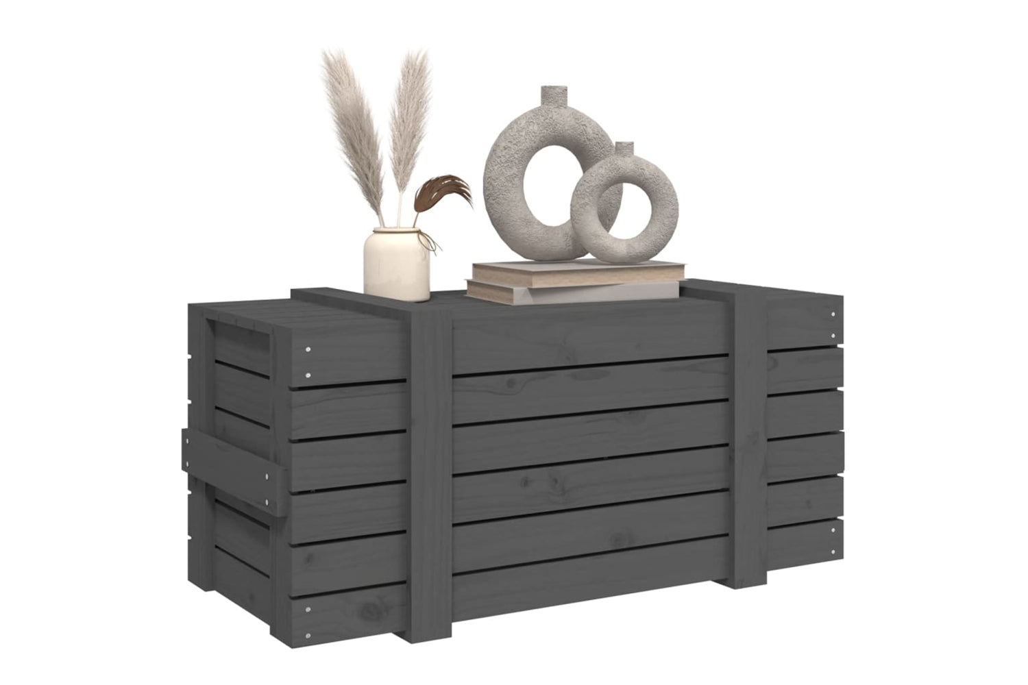 vidaXL 825000 Storage Box Grey 91x40.5x42cm Solid Wood Pine-4