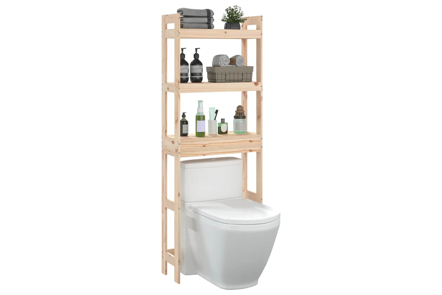 vidaXL 824658 Toilet Rack 63x26x171cm Solid Wood Pine-3