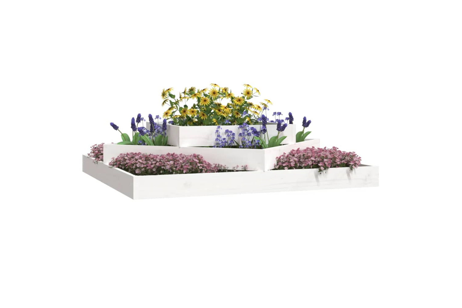vidaXL 823886 Planter White 112x112x27cm Solid Wood Pine-2