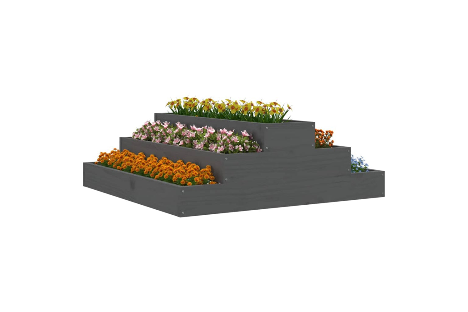 vidaXL 823894 Planter Grey 80x80x27cm Solid Wood Pine-2
