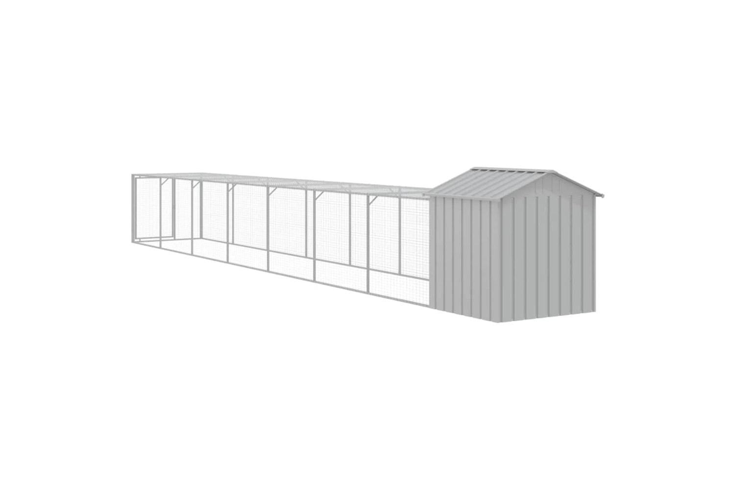 vidaXL 3189076 Chicken Cage With Run Light Grey 117x813x123cm Galvanised Steel-4