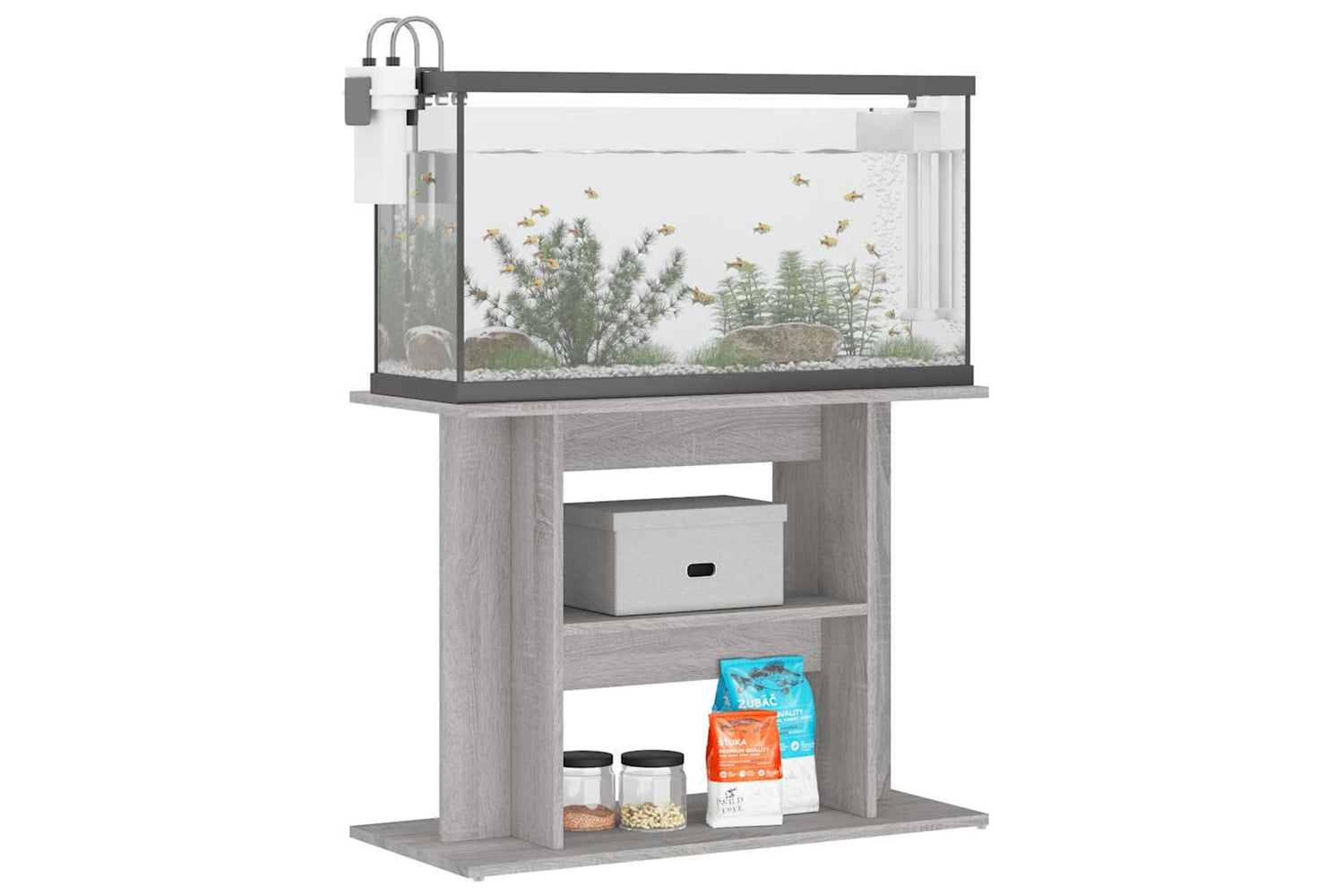 vidaXL 833581 Aquarium Stand Grey Sonoma 80x35x60cm Engineered Wood-2