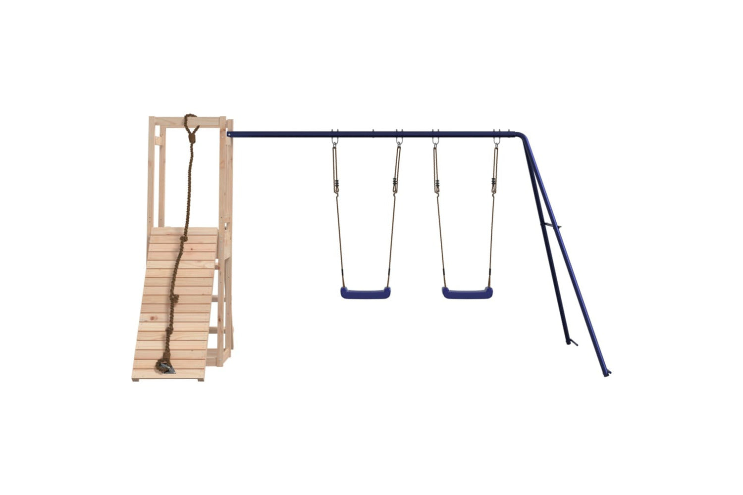 Vidaxl 3155921 Playhouse With Swings Climbing Wall Solid Wood Pine-3
