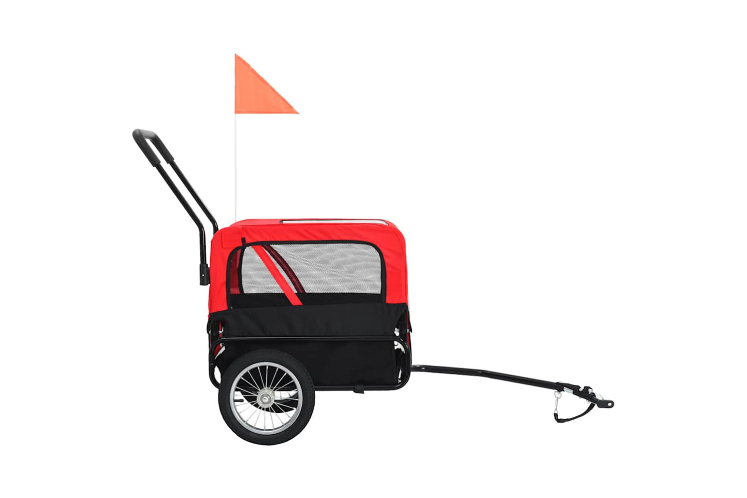 Vidaxl 2-in-1 Pet Bike Trailer & Jogging Stroller Red And Black-3