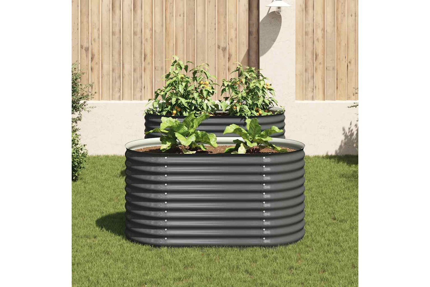 vidaXL Garden Raised Bed 160x80x81cm Galvanised Steel Grey-2