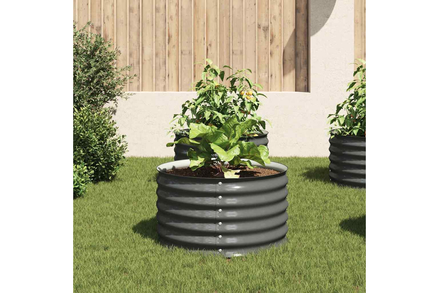 vidaXL 45530 Garden Raised Bed 80x80x44cm Galvanised Steel Grey-2