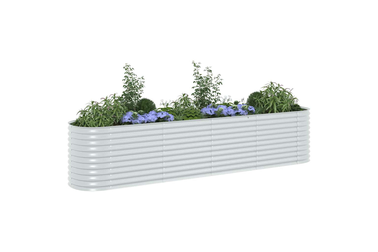 vidaXL Garden Raised Bed 400x80x81cm Galvanised Steel Silver-3