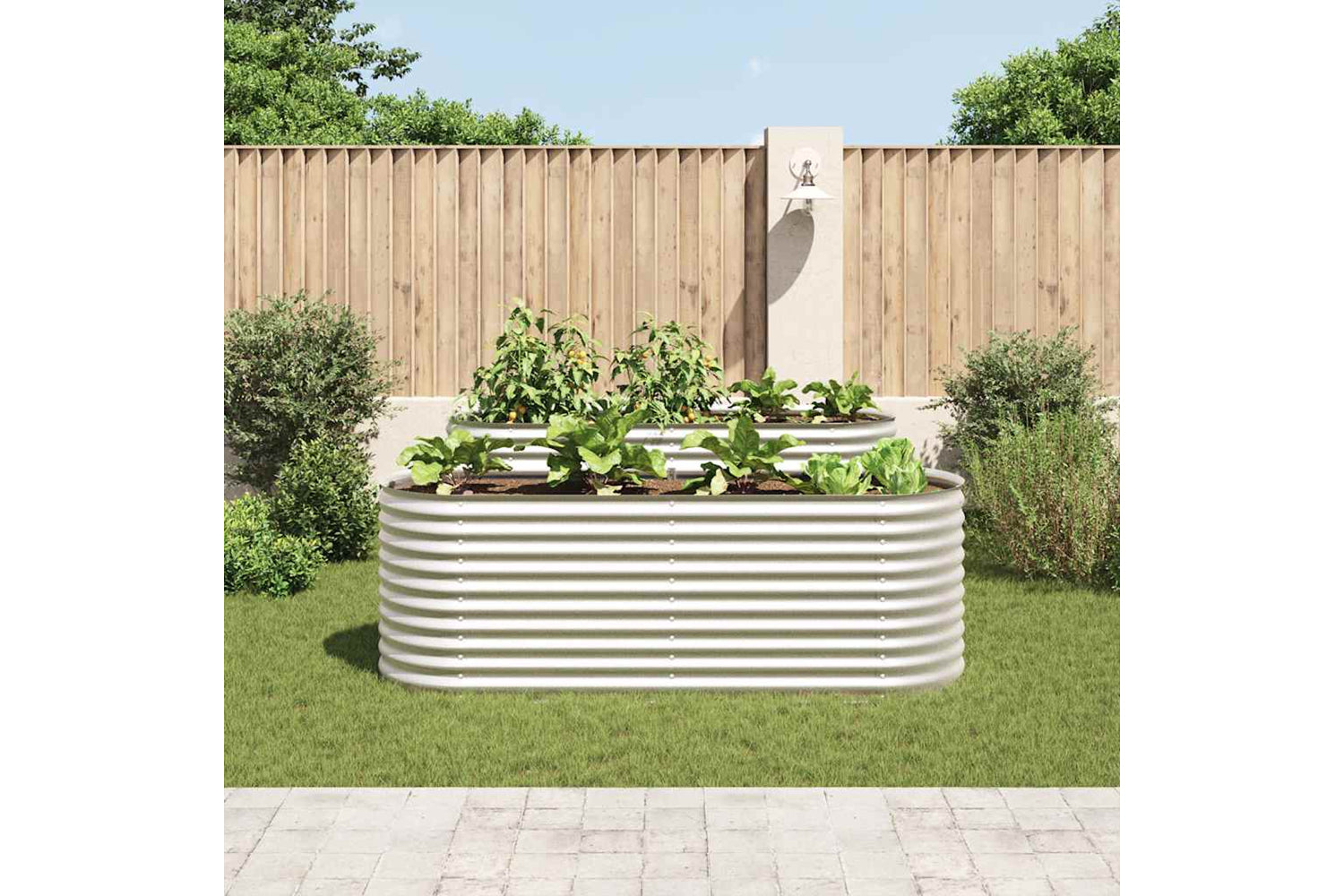 vidaXL Garden Raised Bed 240x80x81cm Galvanised Steel Silver-2