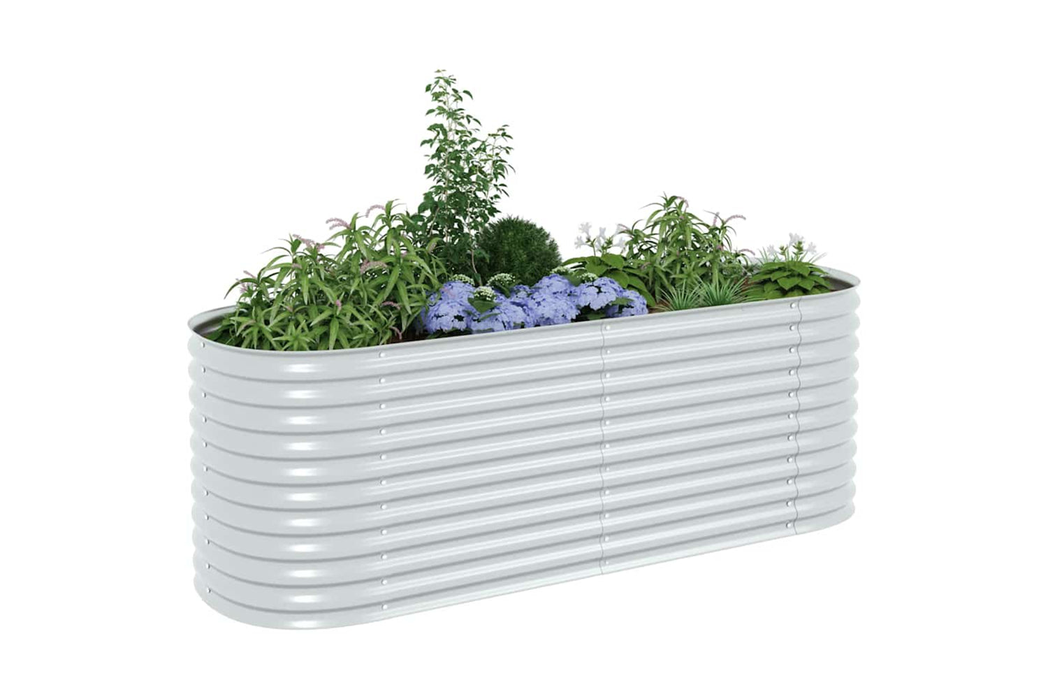 vidaXL Garden Raised Bed 240x80x81cm Galvanised Steel Silver-3
