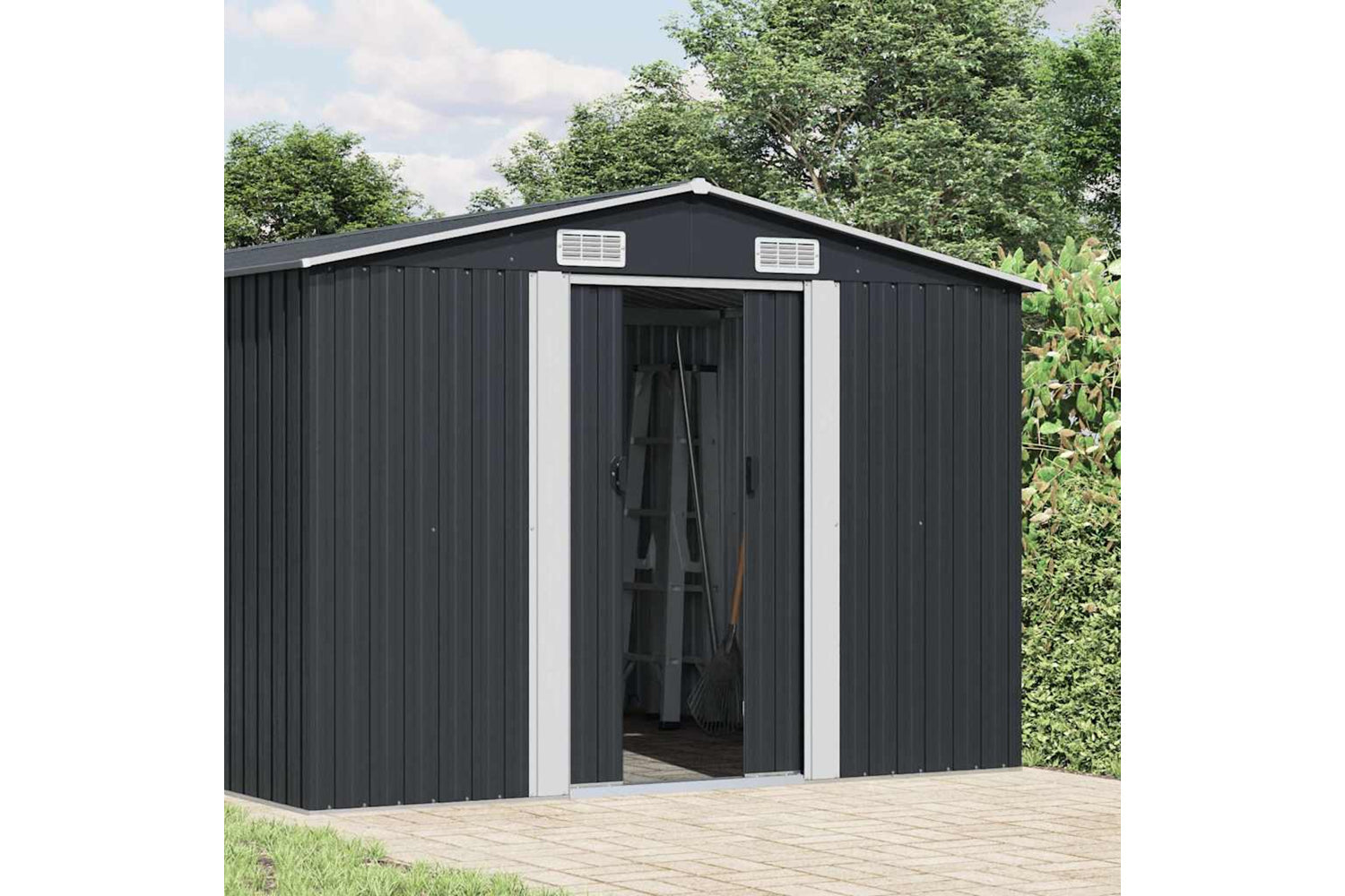 vidaXL 143354 Garden Shed 257x580x181cm Metal Anthracite-2