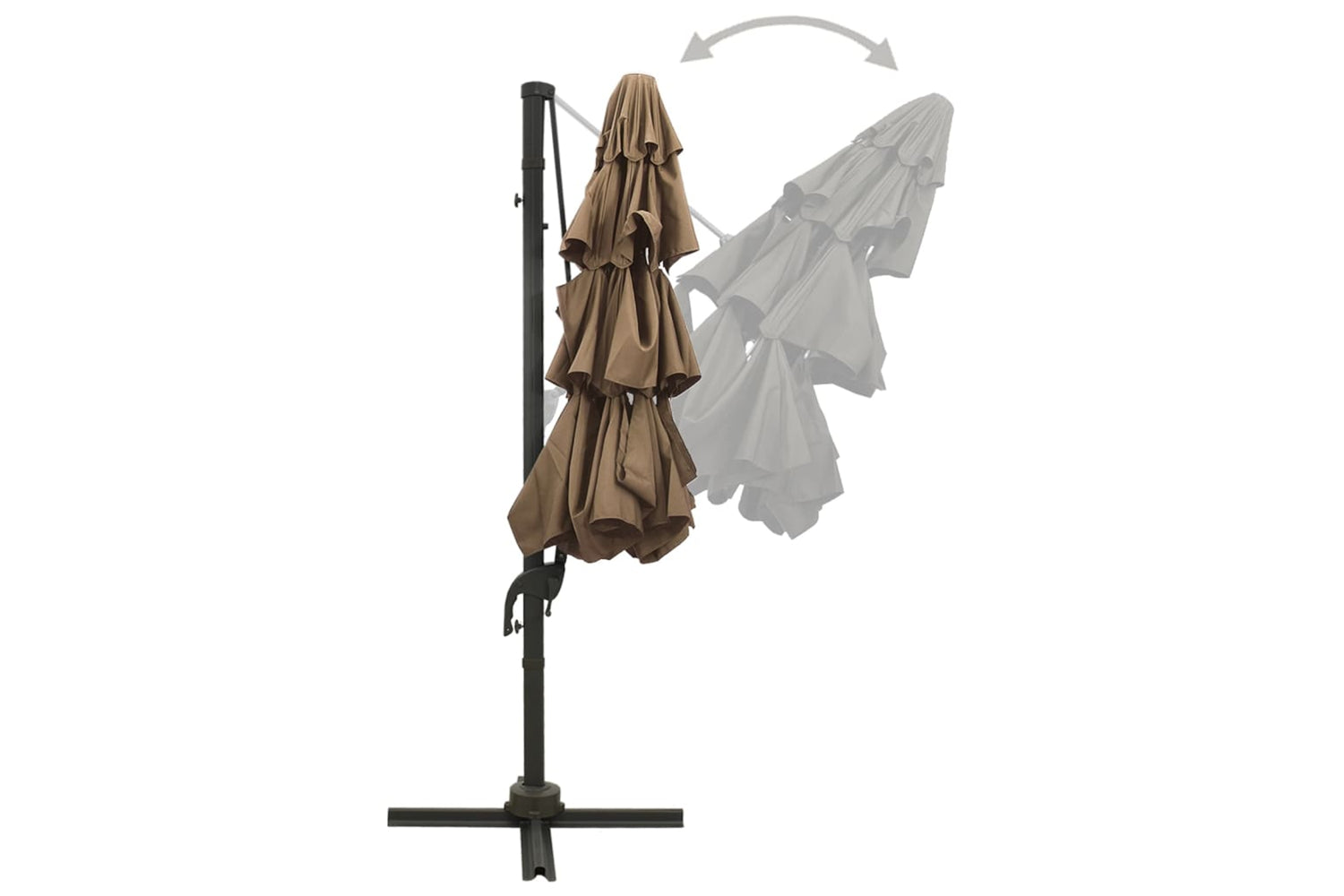 Vidaxl 313831 4-tier Parasol With Aluminium Pole Taupe 3x3 M-5