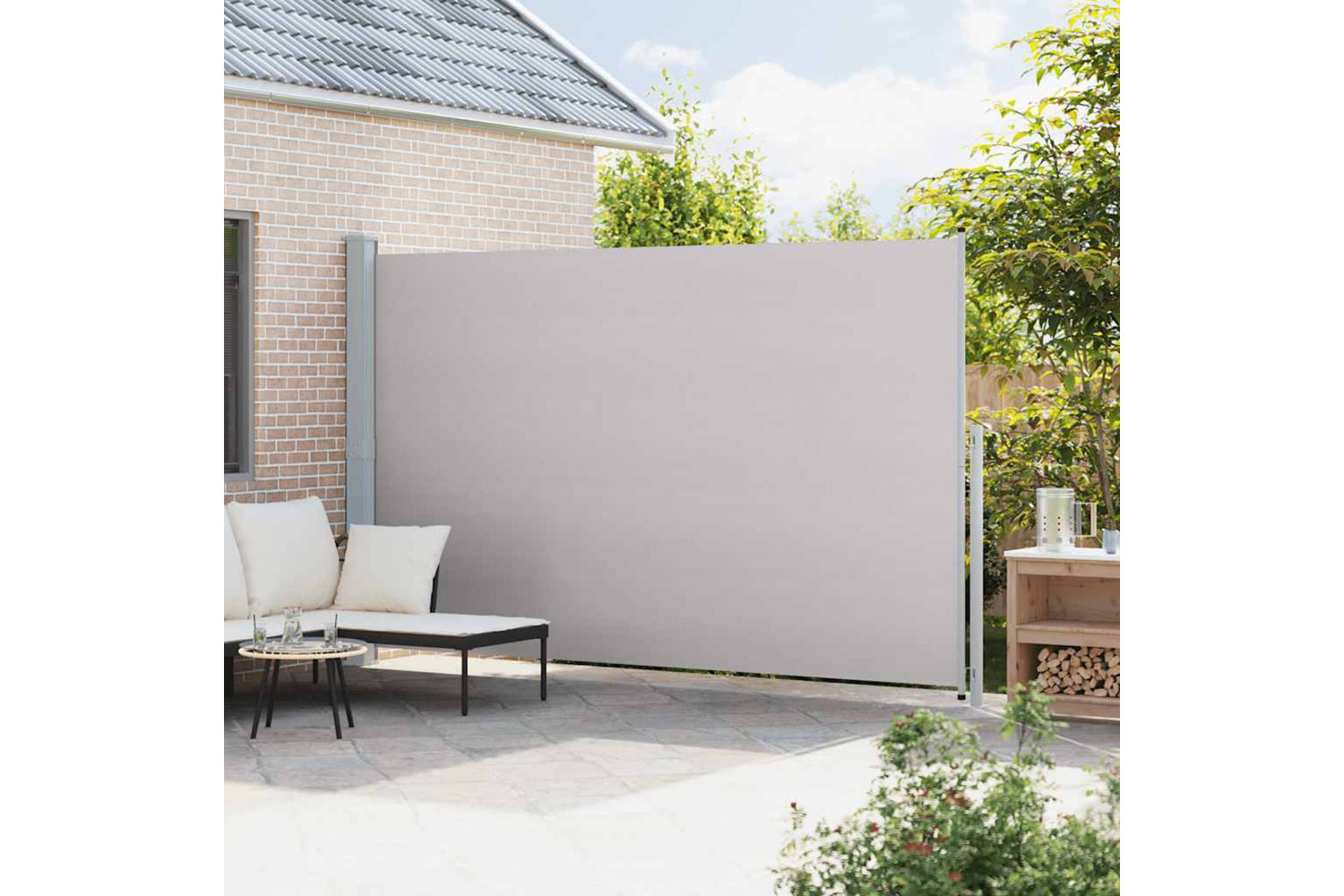 vidaXL Patio Retractable Side Awning 220x500cm Grey-2