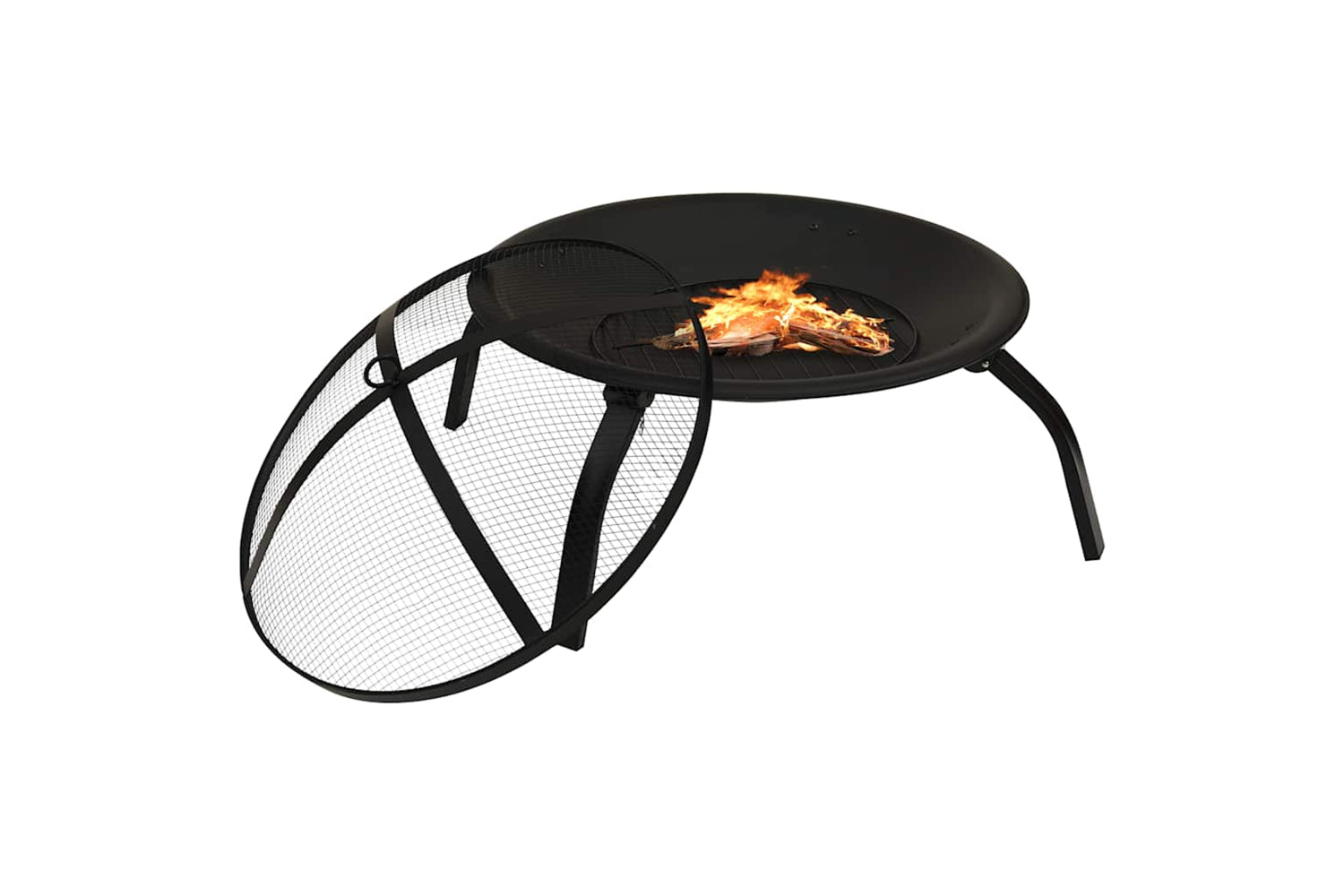 Vidaxl 2-in-1 Fire Pit And Bbq With Poker 56x56x49 Cm Steel-2