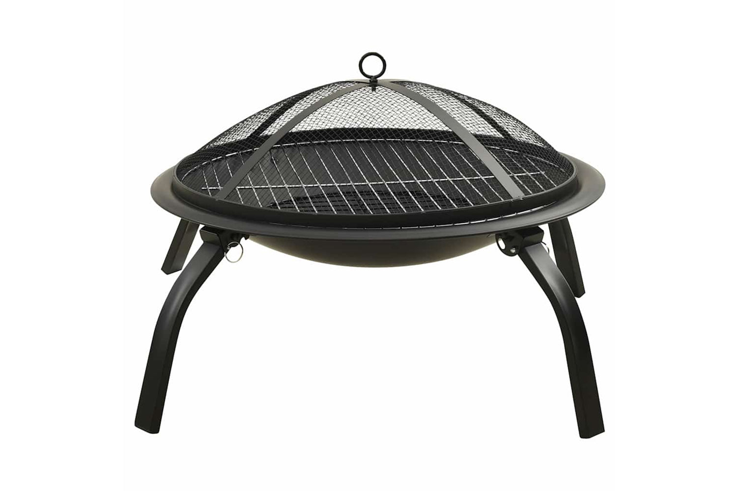 Vidaxl 2-in-1 Fire Pit And Bbq With Poker 56x56x49 Cm Steel-4
