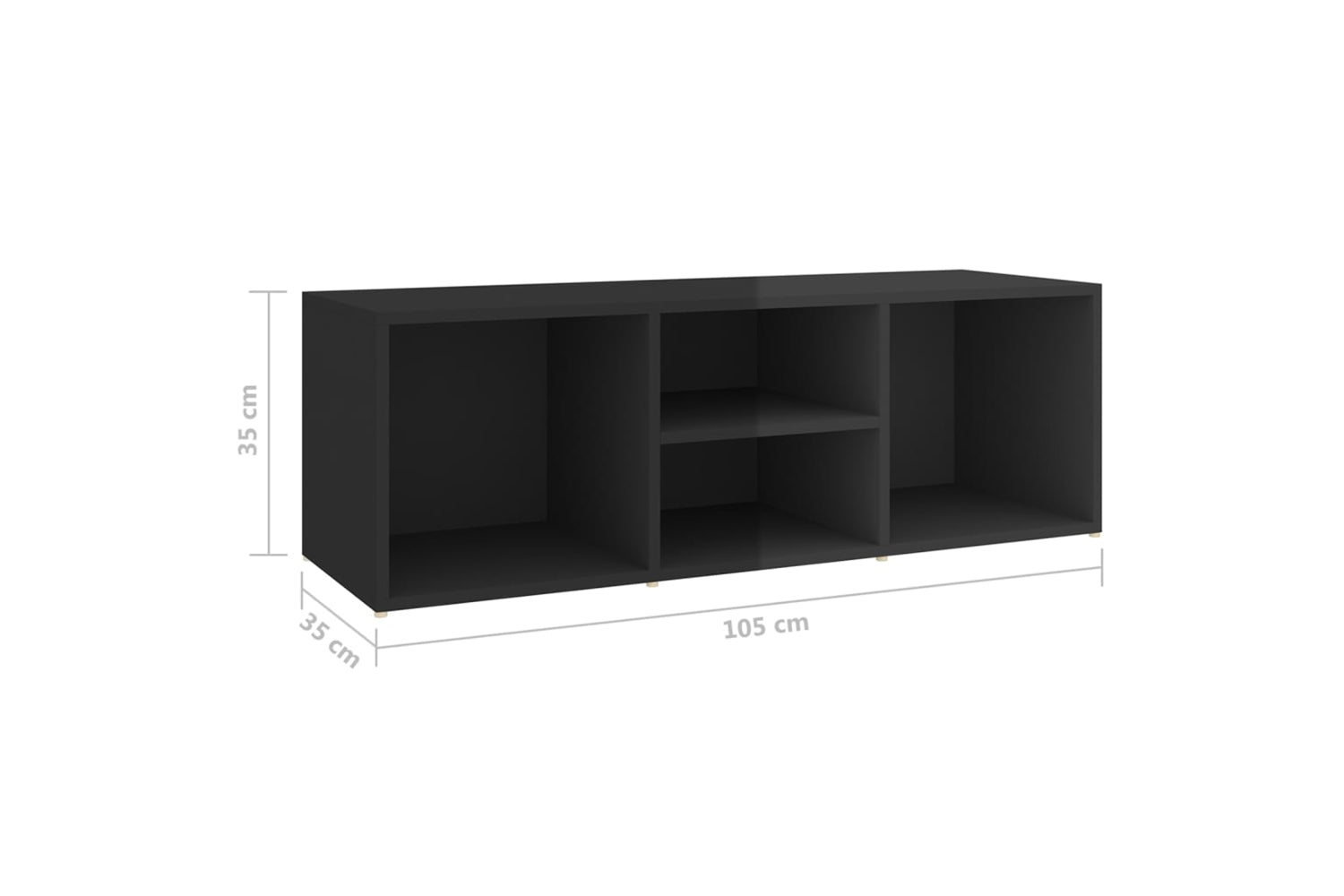 vidaXL 804470 Shoe Storage Bench High Gloss Black 105x35x35cm Engineered Wood-5