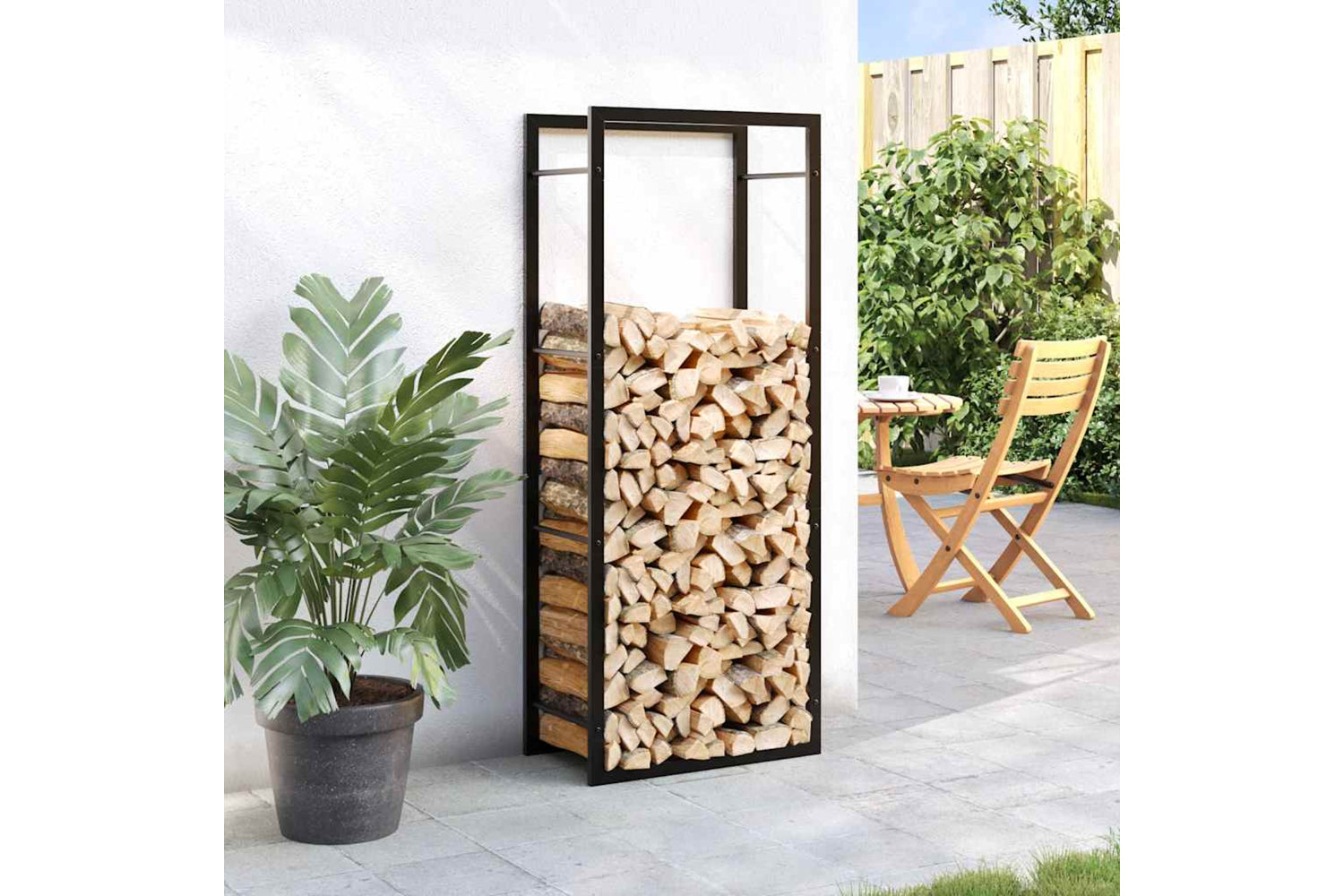 vidaXL 350306 Firewood Rack Matt Black 50x28x132cm Steel-2