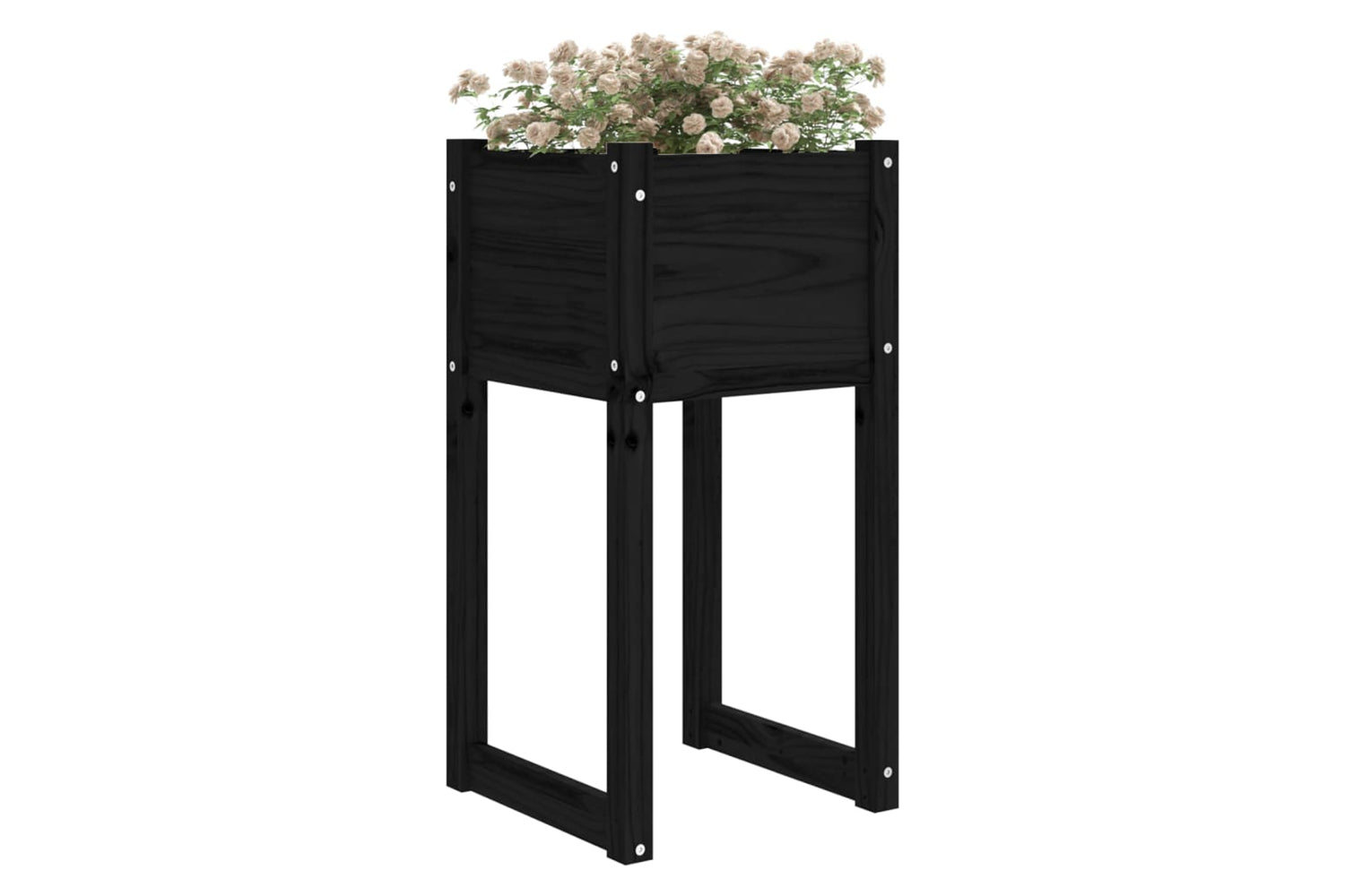 vidaXL 822131 Planters 2 Pcs Black 40x40x81cm Solid Wood Pine-2