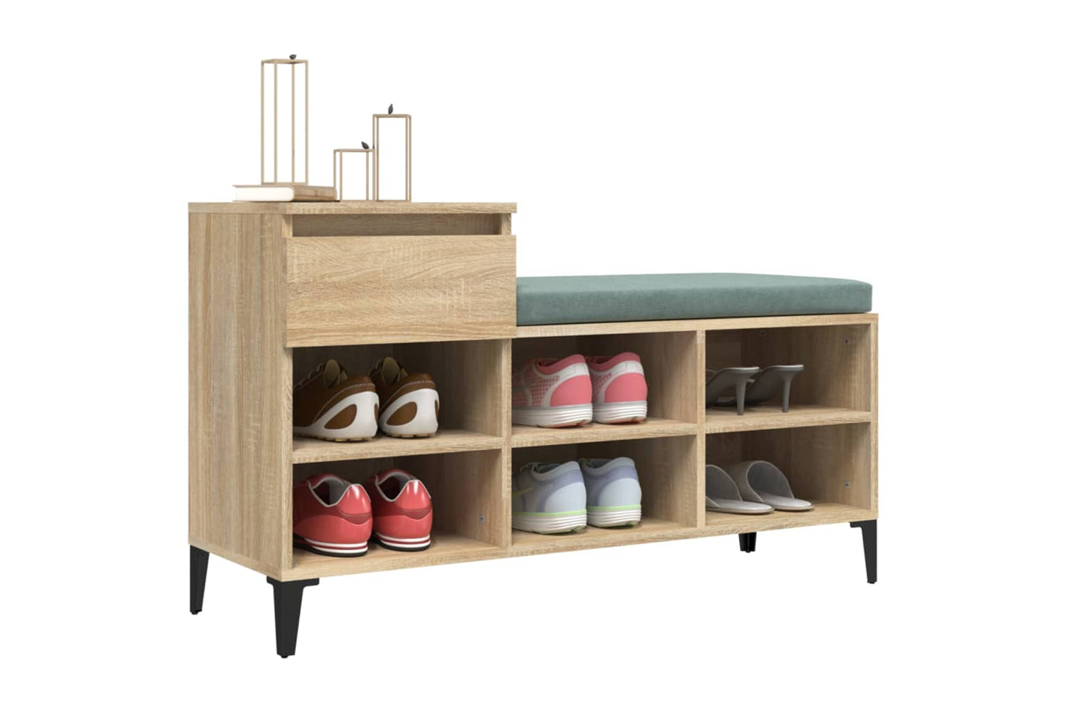 vidaXL 821215 Shoe Cabinet Sonoma Oak 102x36x60cm Engineered Wood-3