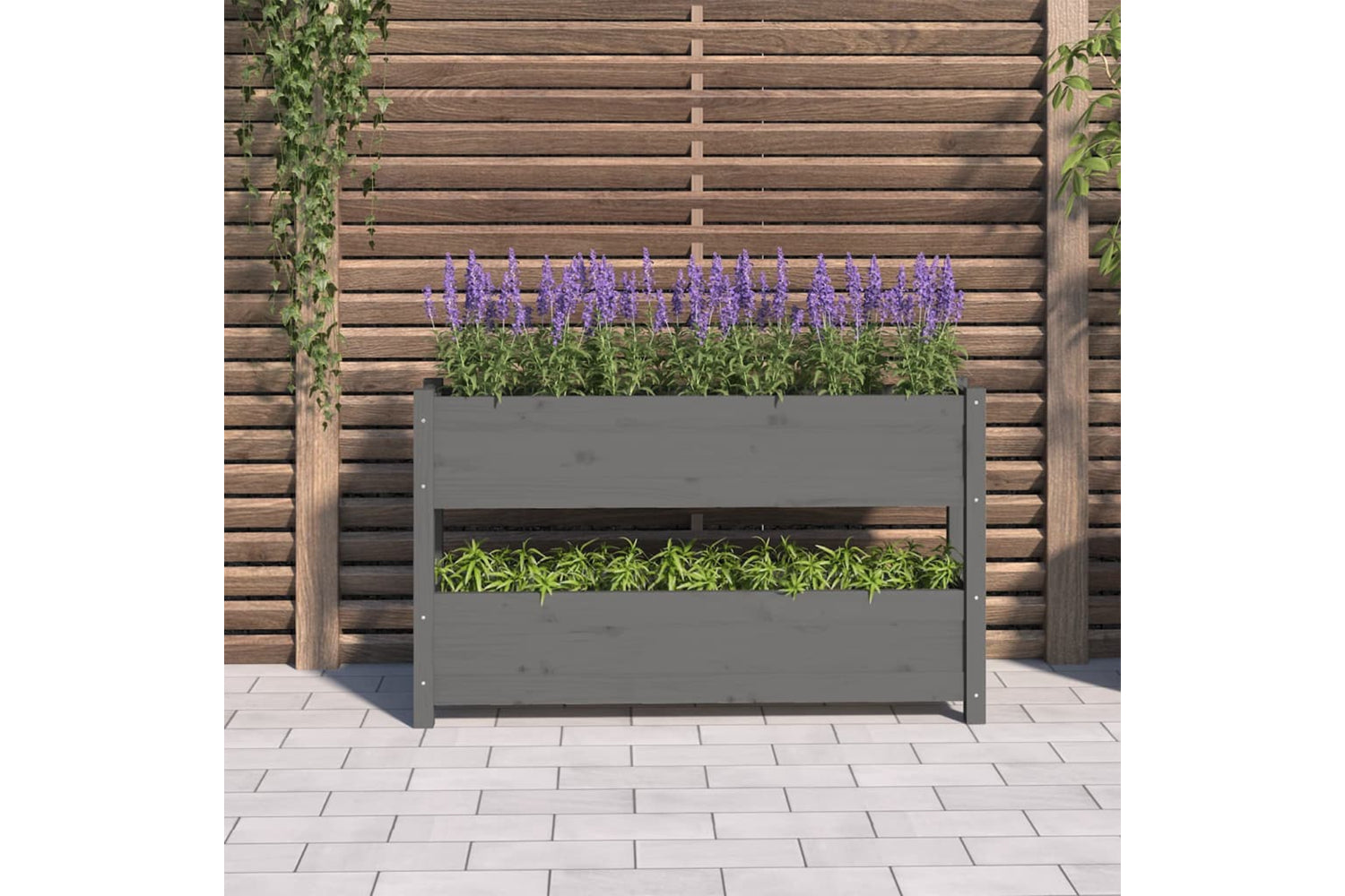 vidaXL 823929 Planter Grey 112x25x66cm Solid Wood Pine-2