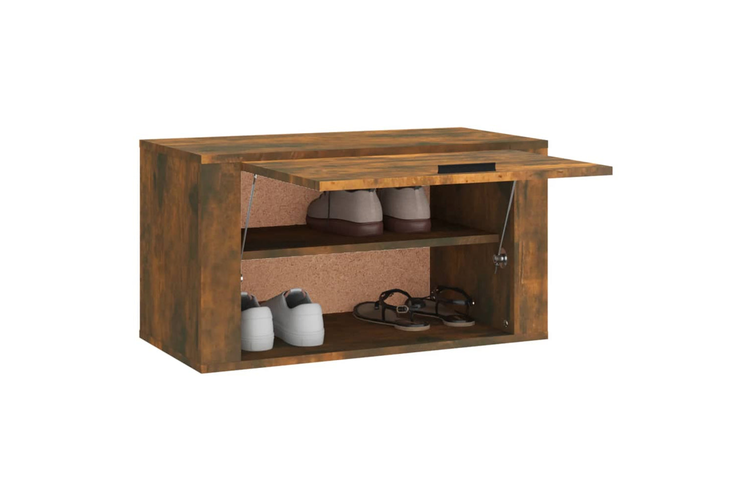 vidaXL 821017 Wall-mounted Shoe Cabinet Smoked Oak 70x35x38cm Solid Wood Pine-3