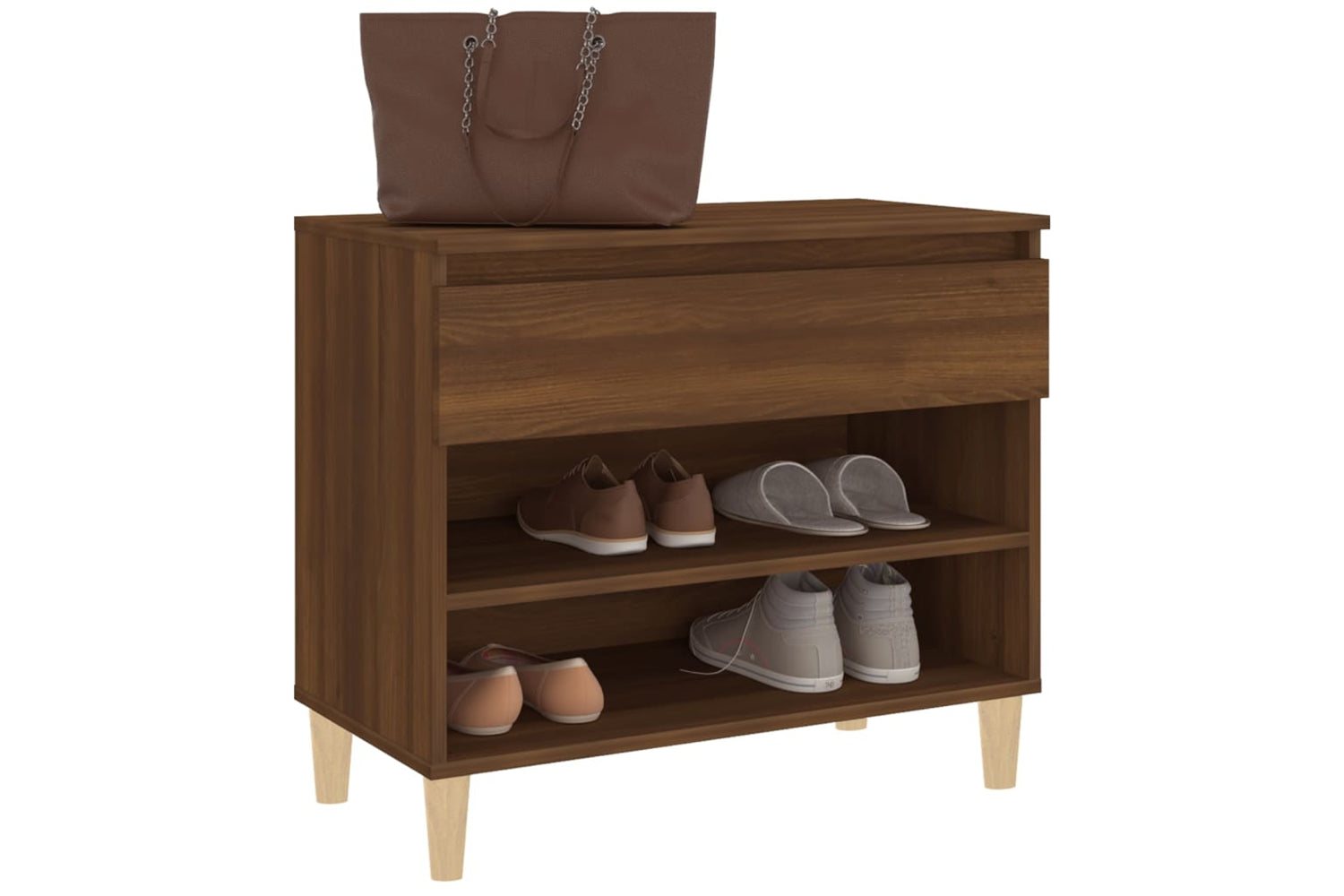 vidaXL 819763 Shoe Cabinet Brown Oak 70x36x60cm Engineered Wood-3