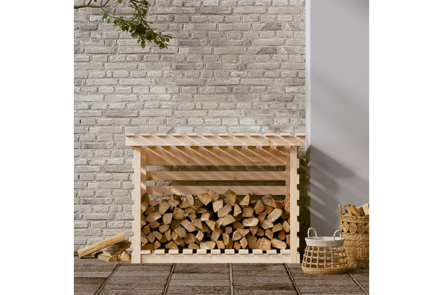 vidaXL 822227 Firewood Rack 108x73x79cm Solid Wood Pine-2
