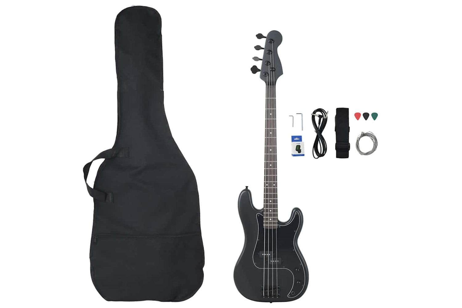 vidaXL 70185 Electric Bass Guitar For Beginner With Bag Black 4/4 46"-2