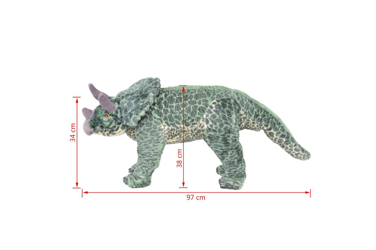vidaXL 91344 Standing Plush Toy Triceratops Dinosaur Green Xxl-5
